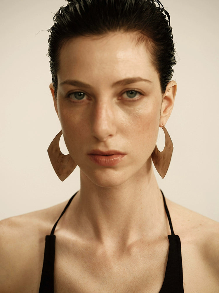 Noa Earrings | Textured Square Vintage Design - Silver-Plated Copper