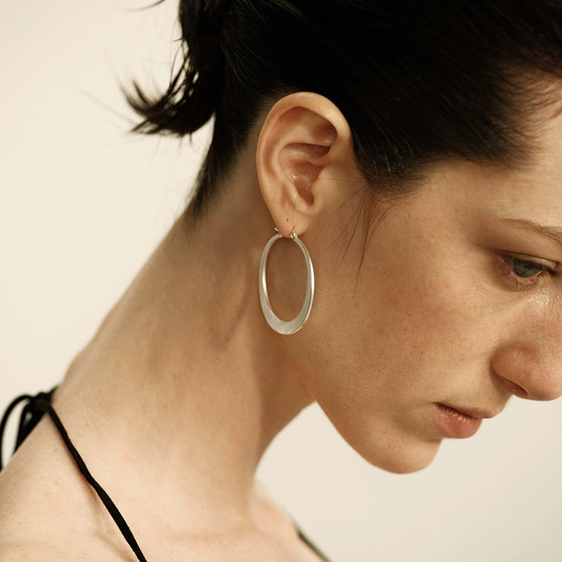 Lunaria Earrings | Retro Matte Circular Design - Handcrafted S925 Silver