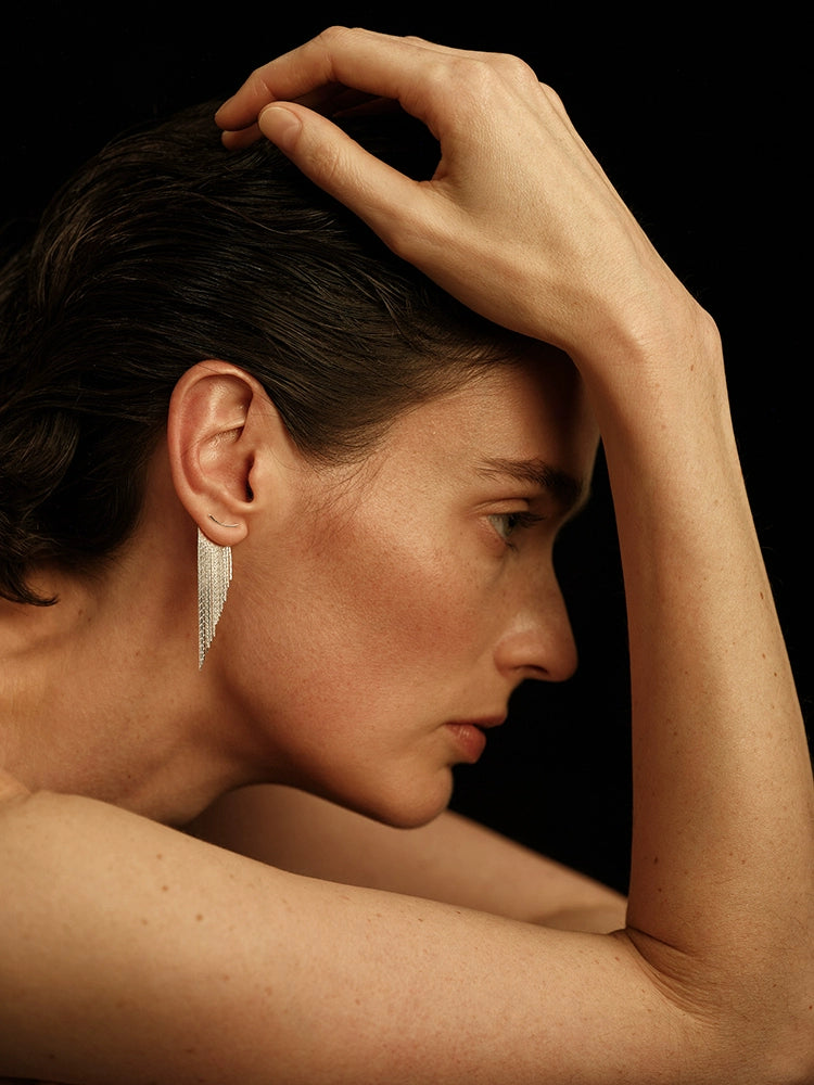 Yakamoz Earrings | Irregular Tassel Design - Handcrafted S925 Silver