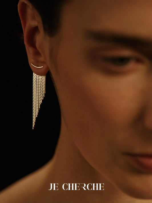 Yakamoz Earrings | Irregular Tassel Design - Handcrafted S925 Silver