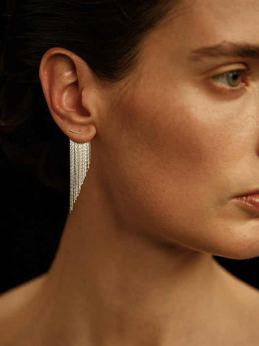 Yakamoz Earrings | Irregular Tassel Design - Handcrafted S925 Silver