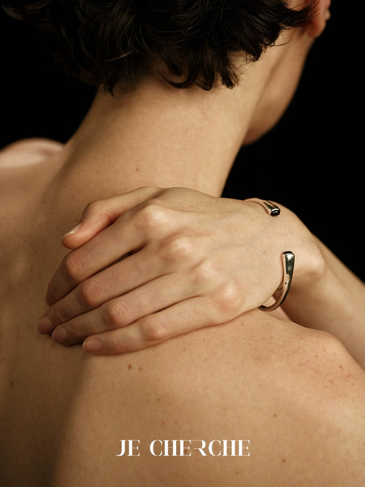 Enso Bracelet | Greek-Inspired with Black Onyx - Handcrafted S925 Silver