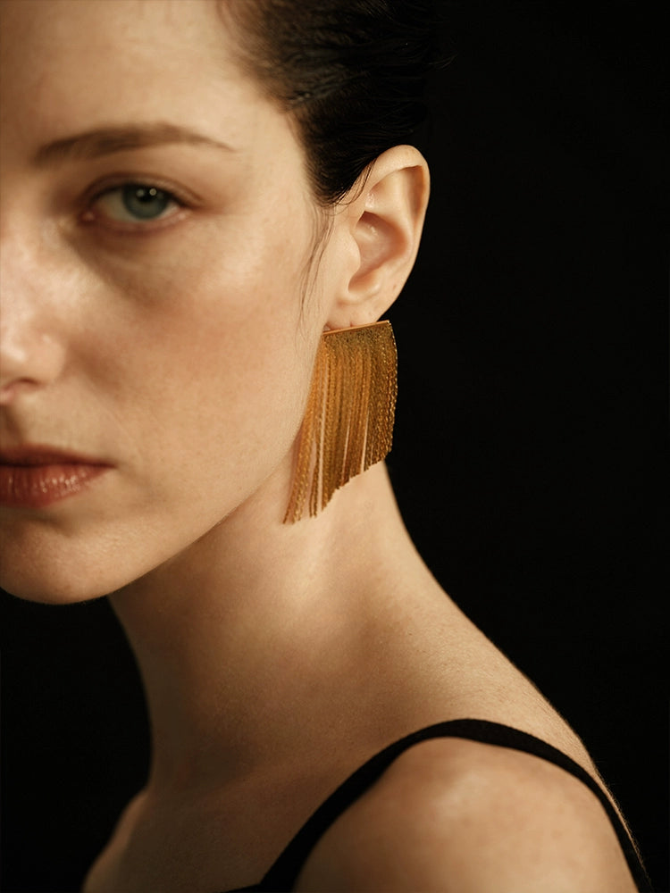 Adelie Earrings | Art Deco Tassel Design - Handcrafted S925 Silver