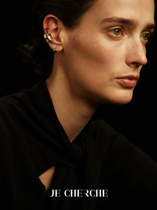 Azar Earrings | Persian-Inspired Stacked Clip-On - Handcrafted S925 Silver