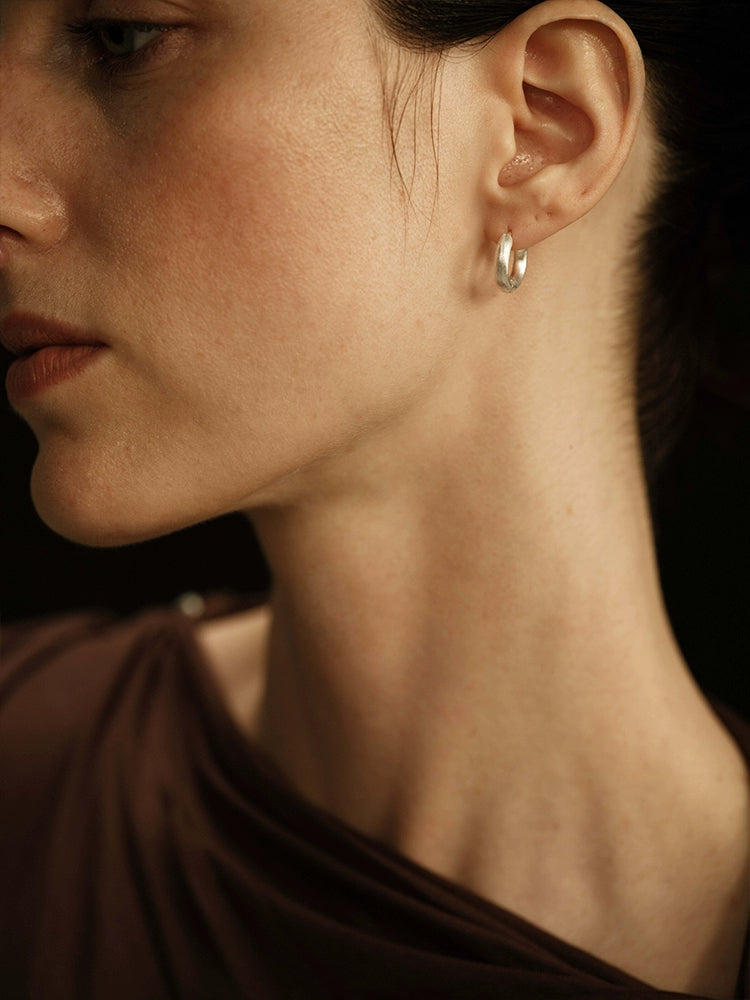 Brina Earrings | Brushed Stud Design - Handcrafted S925 Silver