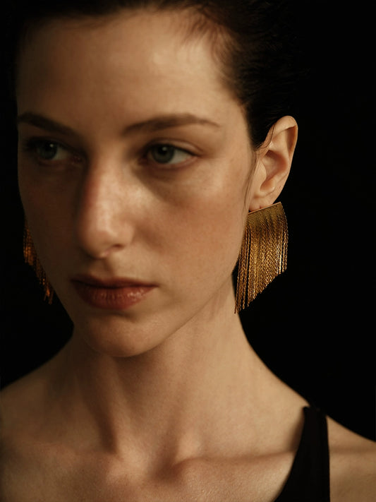 Adelie Earrings | Art Deco Tassel Design - Handcrafted S925 Silver