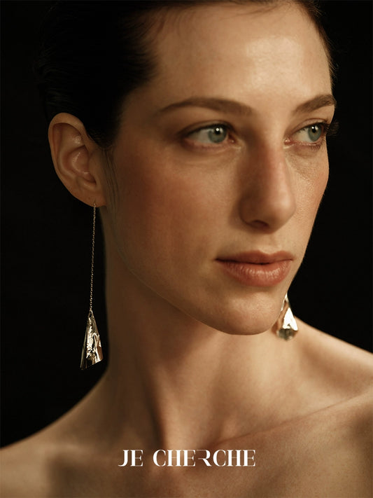 Celeste Earrings | Pleated Threader Vintage Design - Handcrafted S925 Silver