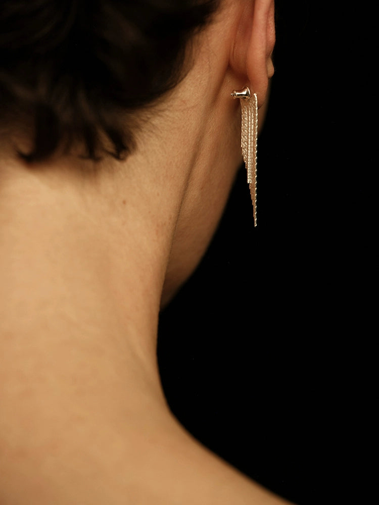 Yakamoz Earrings | Irregular Tassel Design - Handcrafted S925 Silver