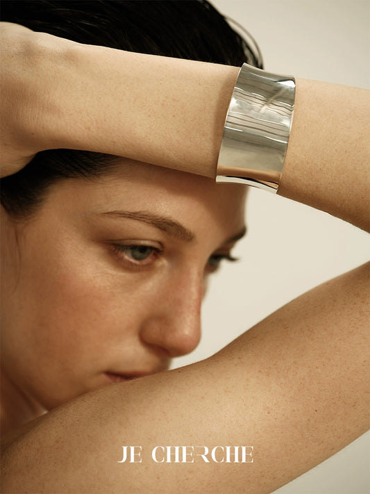 Linea Bracelet | Polished Wide-Band Design - Handcrafted S925 Silver
