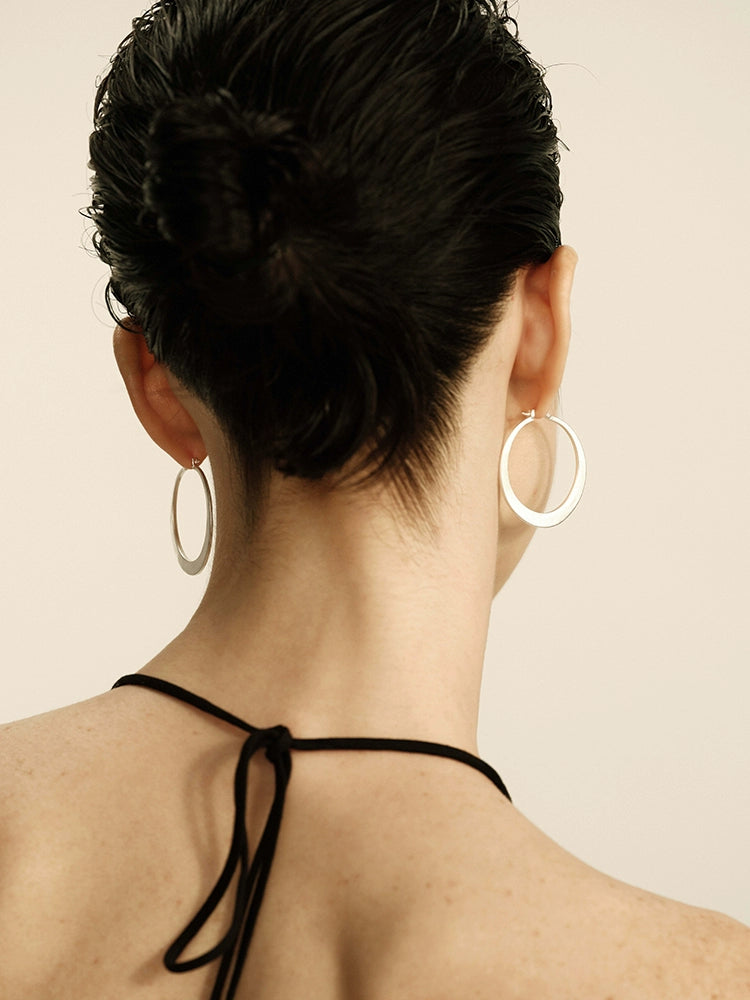 Lunaria Earrings | Retro Matte Circular Design - Handcrafted S925 Silver