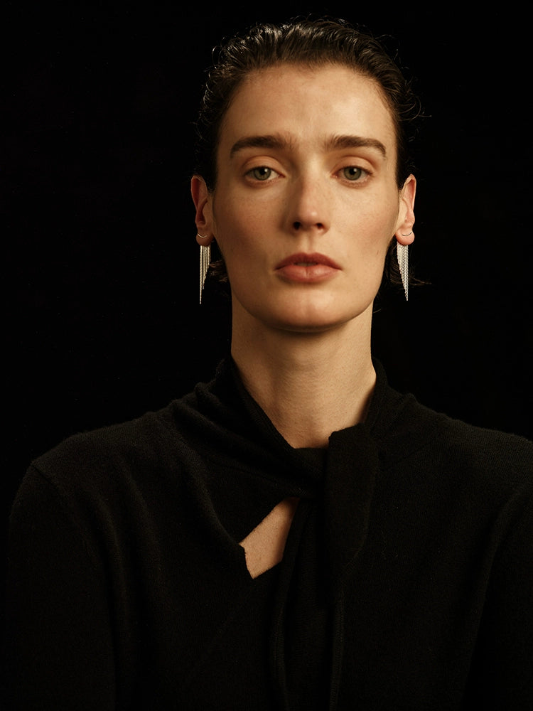 Yakamoz Earrings | Irregular Tassel Design - Handcrafted S925 Silver