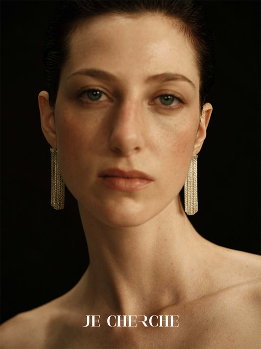 Liora Earrings | Minimalist Tassel Studs - Handcrafted S925 Silver
