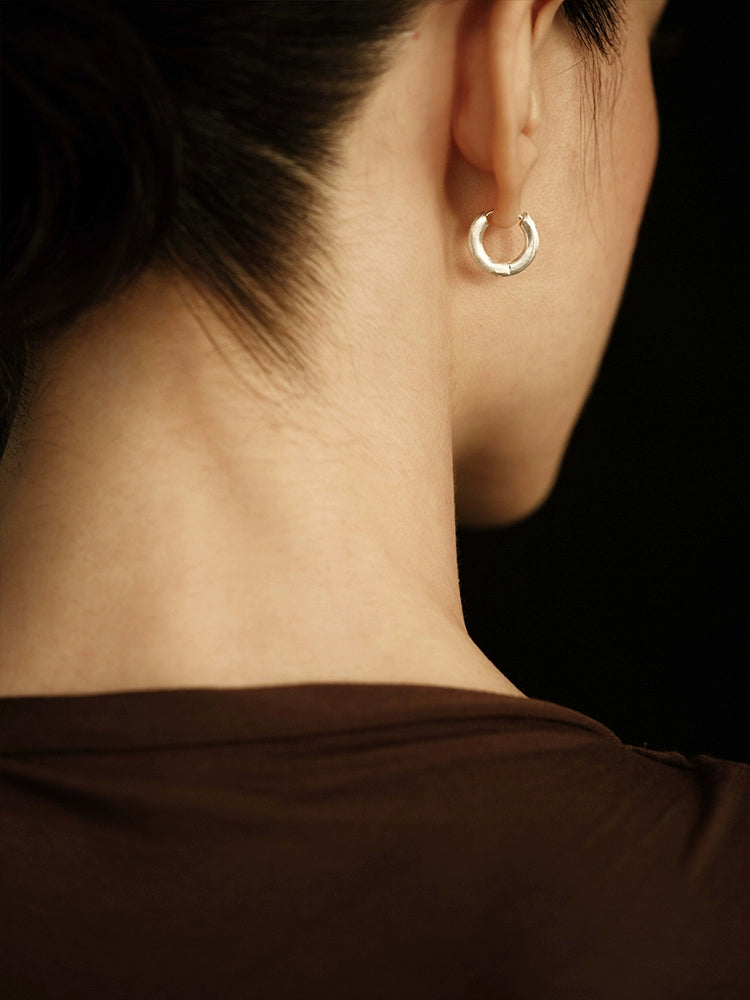 Brina Earrings | Brushed Stud Design - Handcrafted S925 Silver