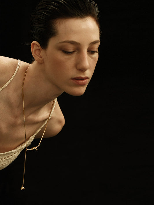 Élise Necklace | Abstract Sculptural Pendant - Gold-Plated Copper